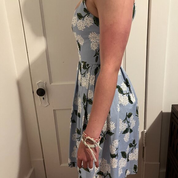 Blue cotton '50s style summer dress with pockets - Picture 9 of 11